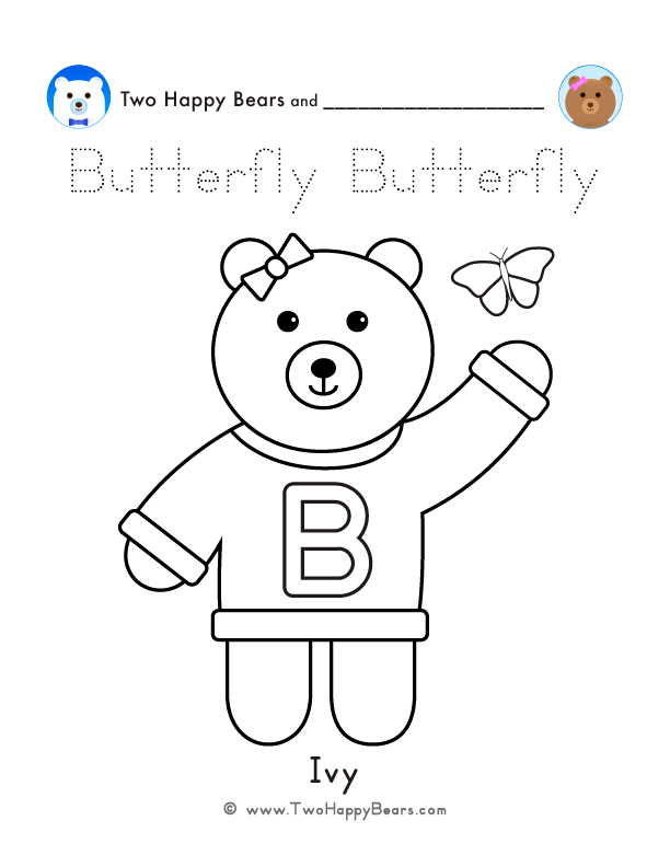 Letter B Sweater. Color the Two Happy Bears wearing sweaters with letters. Free printable PDF.