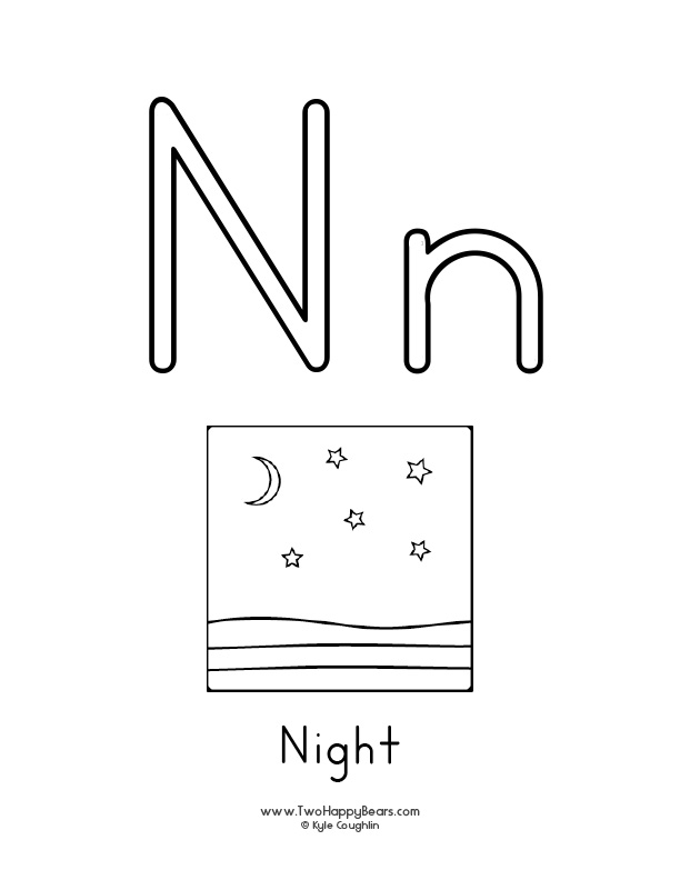 Letter N coloring pages