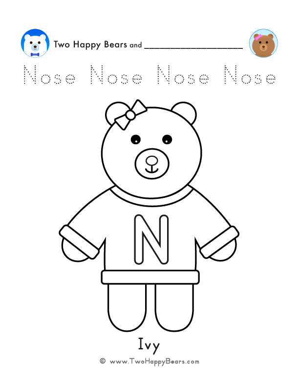 Printable Letter N Coloring Pages - The Two Happy Bears